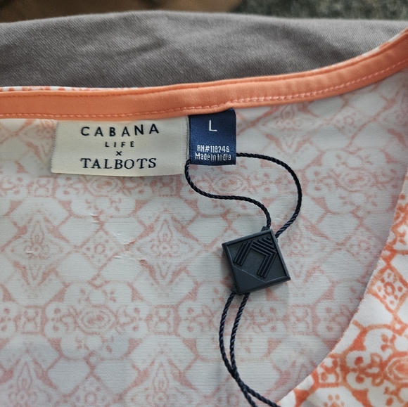 CABANA LIFE BY TALBOTS POOL / BEACH COVERUP PULLOVER TIE CLOSE WOMENS L NWT - Picture 4 of 8